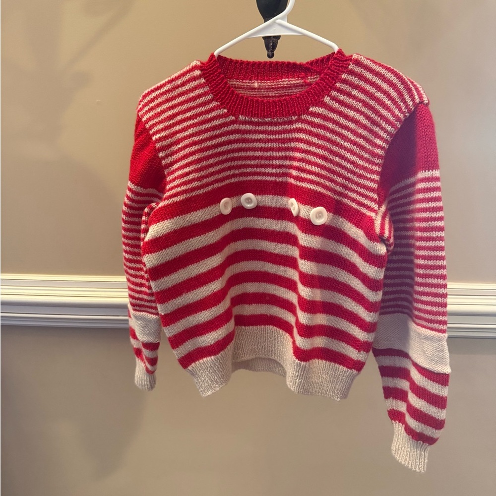 Red and White Striped Women's Sweater